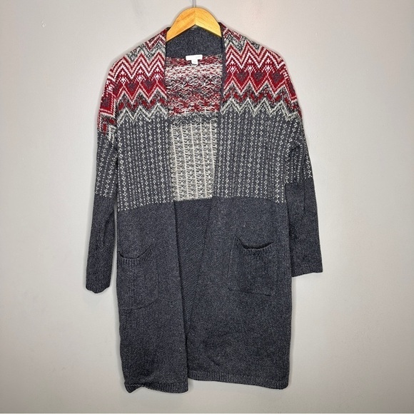 J.Jill Knit Faire Isles longline open cardigan - Picture 1 of 6